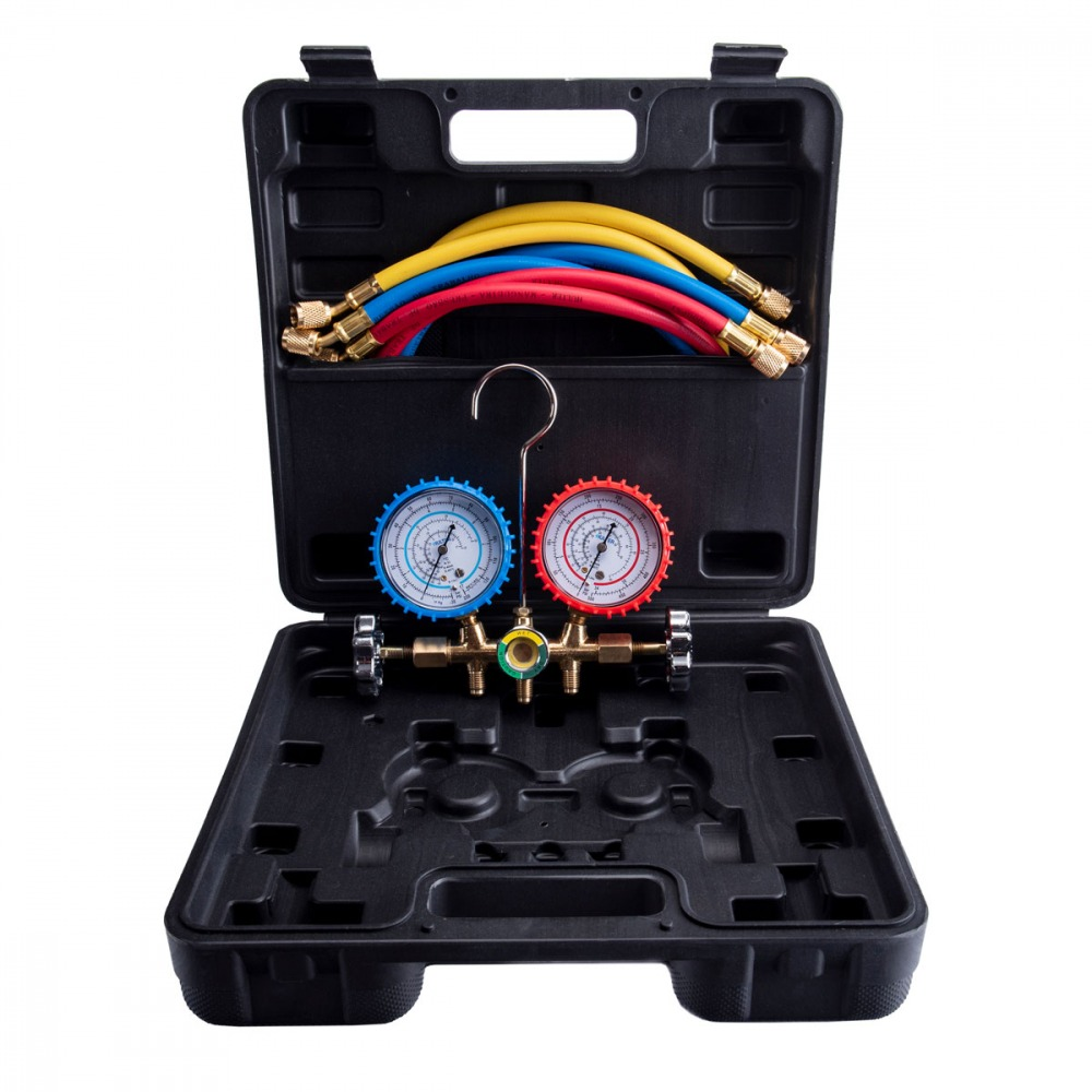 Kit Manifold com Visor e Jogo de Mangueiras 1/4 pol 90cm para R22/134/404/407 Hulter HT5536GPF Kit Manifold com Visor e Jogo de Mangueiras 1/4 pol 90cm para R22/134/404/407 Hulter HT5536GPF