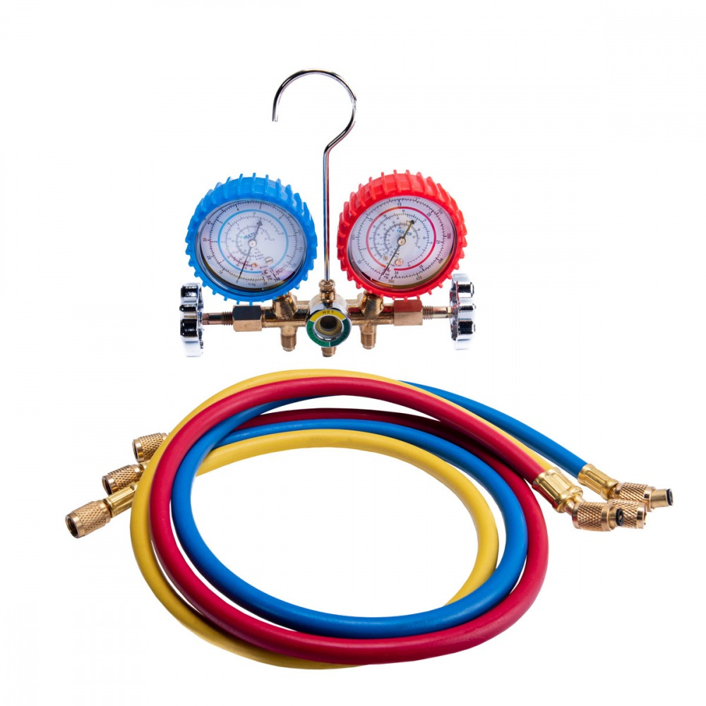 Kit Manifold com Visor e Jogo de Mangueiras 1/4 pol 90cm para R22/134/404/407 Hulter HT5536GF Kit Manifold com Visor e Jogo de Mangueiras 1/4 pol 90cm para R22/134/404/407 Hulter HT5536GF