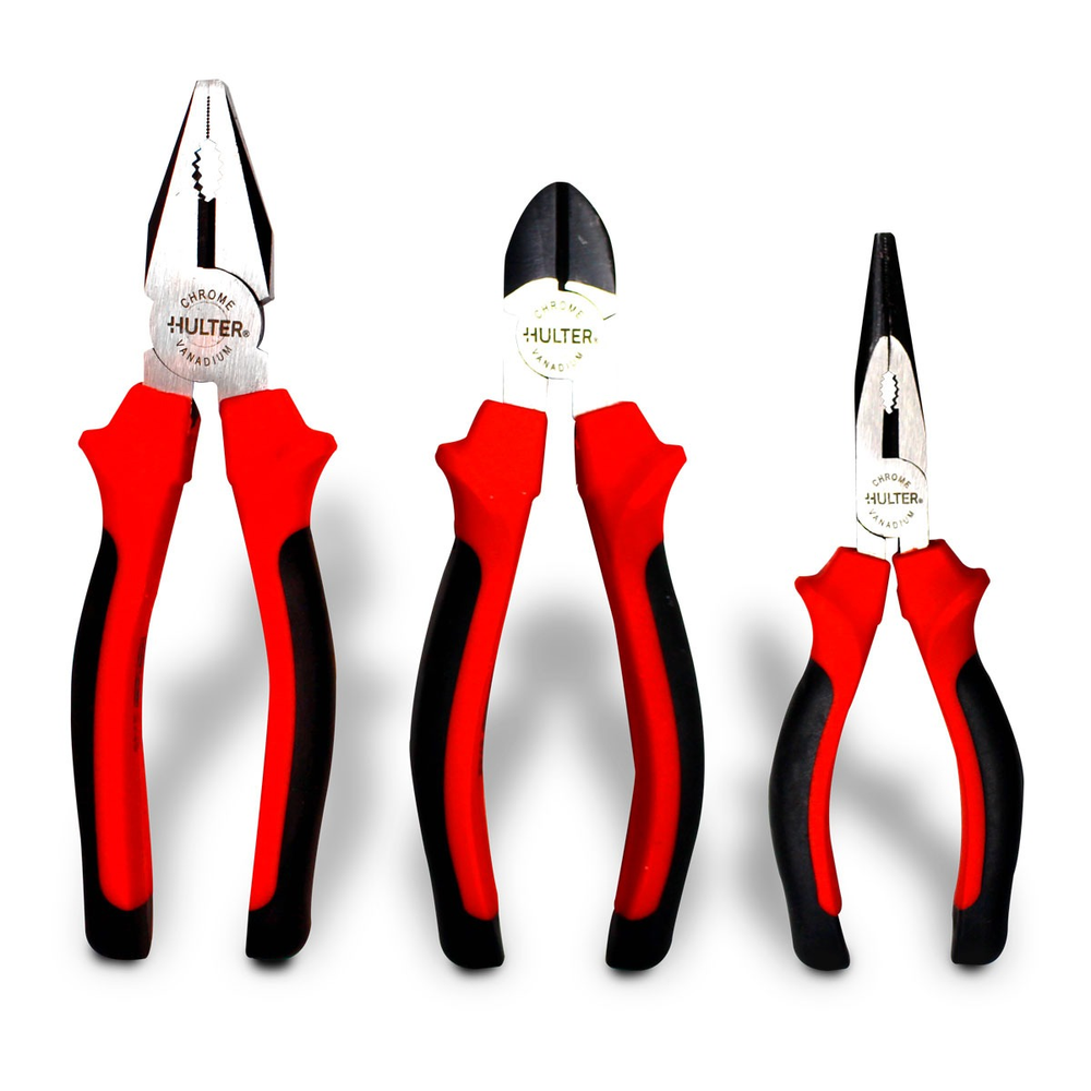 Conjunto de Alicates CRV Hulter 3 Peças HT5CA3F Conjunto de Alicates CRV Hulter 3 Peças HT5CA3F