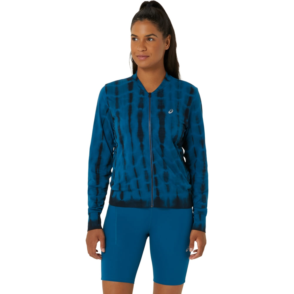 Jaqueta ASICS Nagino Run Seamless - Feminino - Azul/Preto Jaqueta ASICS Nagino Run Seamless - Feminino - Azul/Preto