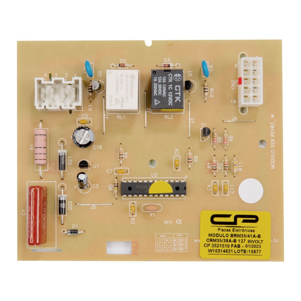 Módulo Eletrônico Compatível Refrigerador BRM35 / BRM41 / BRU49 / CRM35 / CRM38 3521519 - Bivolt Módulo Eletrônico Compatível Refrigerador BRM35 / BRM41 / BRU49 / CRM35 / CRM38 3521519 - Bivolt