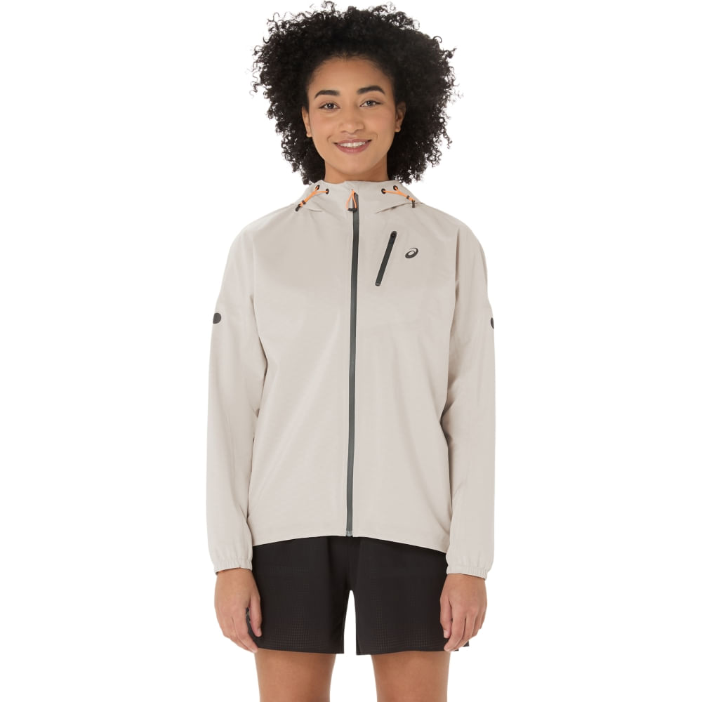 Jaqueta ASICS Impermeável Fujitrail Elite - Feminino - Bege Jaqueta ASICS Impermeável Fujitrail Elite - Feminino - Bege