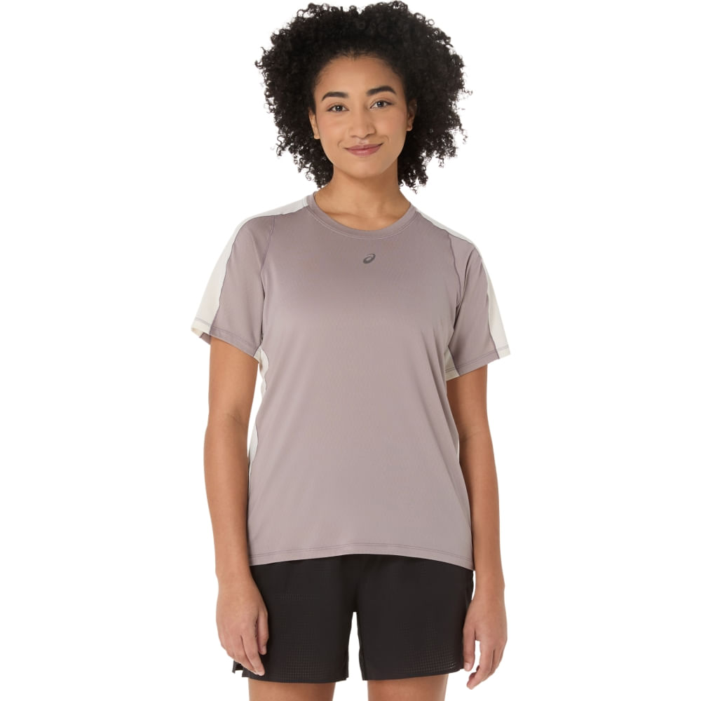 Camiseta ASICS Fujitrail Elite - Feminino - Rosa/Bege Camiseta ASICS Fujitrail Elite - Feminino - Rosa/Bege
