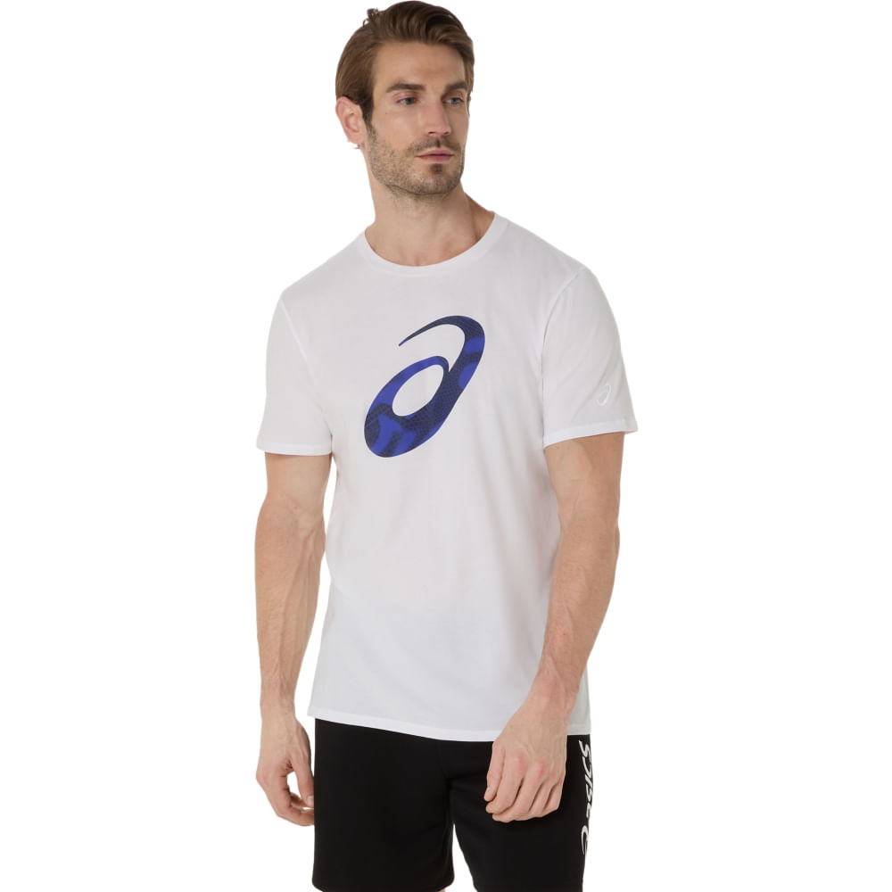 Camiseta ASICS Spiral Logo Graphic Cotton Blend - Masculino - Branco Camiseta ASICS Spiral Logo Graphic Cotton Blend - Masculino - Branco