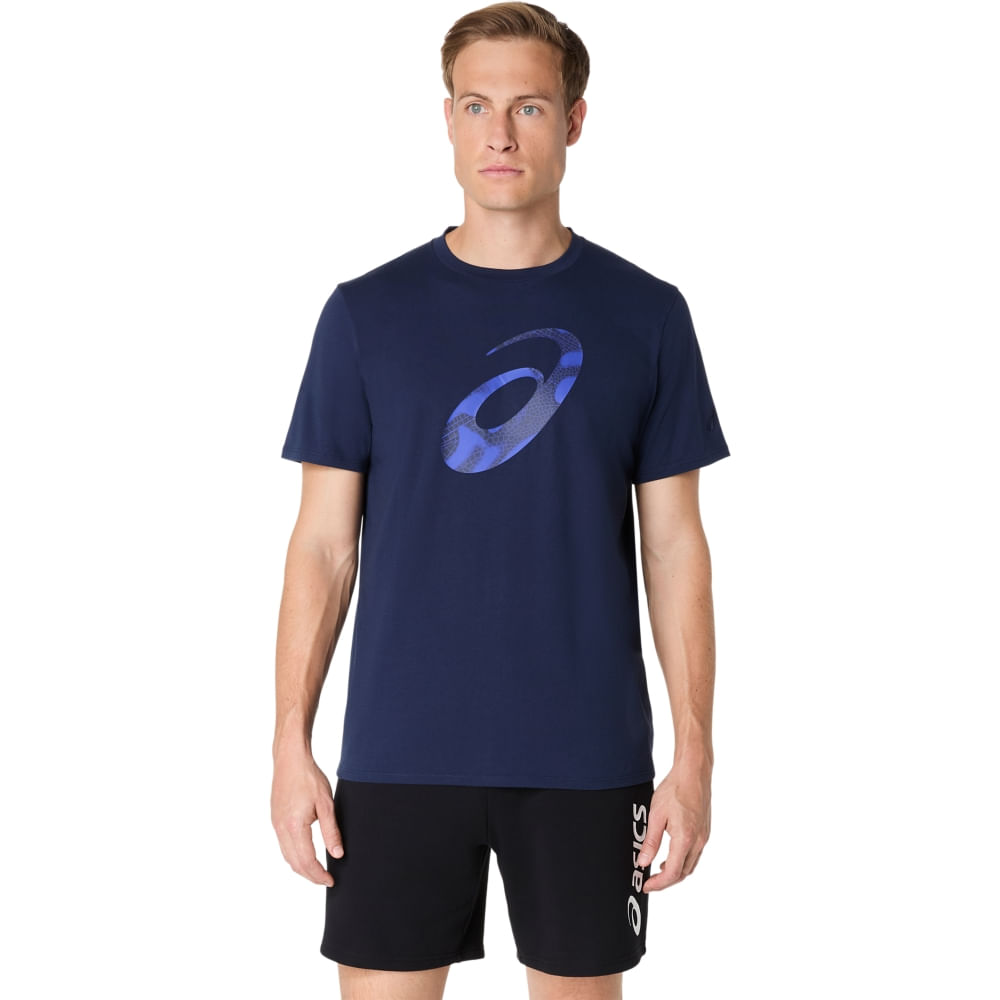 Camiseta ASICS Spiral Logo Graphic Cotton Blend - Masculino - Azul Camiseta ASICS Spiral Logo Graphic Cotton Blend - Masculino - Azul