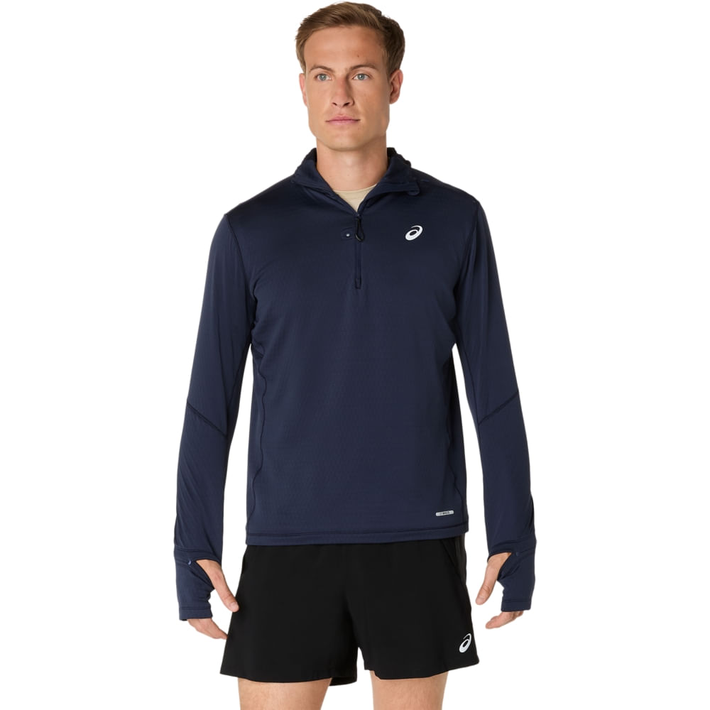 Blusão ASICS Road Winter Hoodie - Masculino - Azul Blusão ASICS Road Winter Hoodie - Masculino - Azul