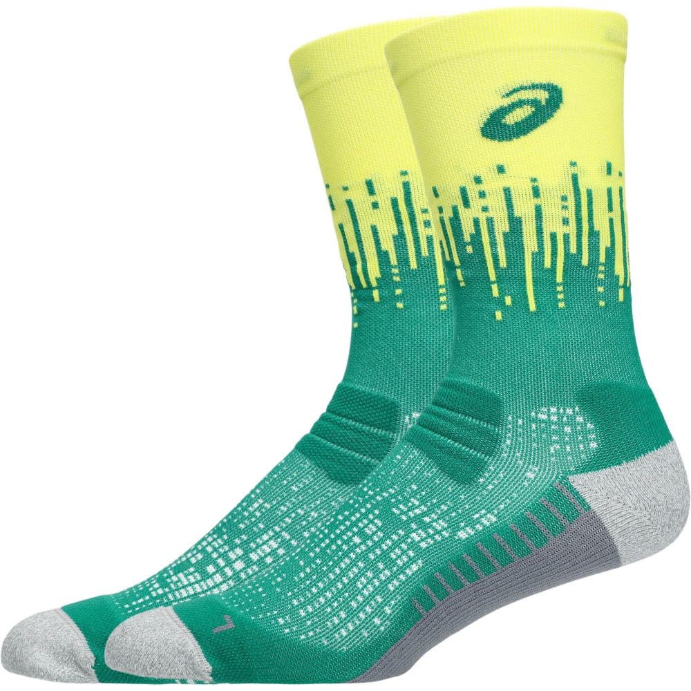 PERFORMANCE RUN SOCK CREW - Amarelo/Verde PERFORMANCE RUN SOCK CREW - Amarelo/Verde