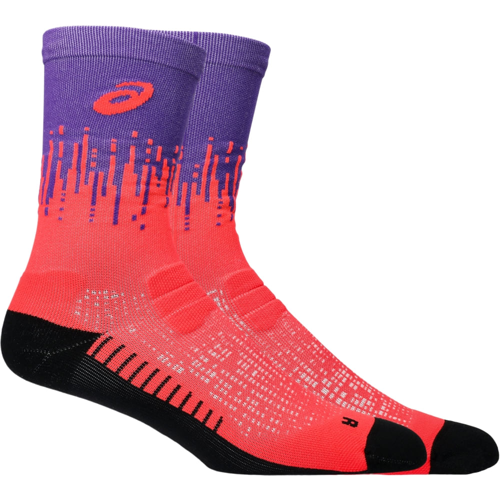 PERFORMANCE RUN SOCK CREW - Roxo/Vermelho