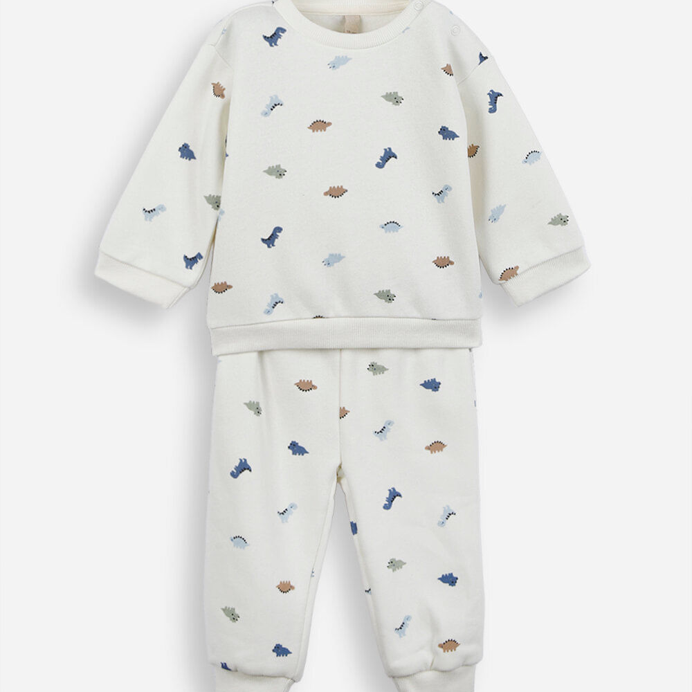Conjunto infantil de moletom mini dinos off white Conjunto infantil de moletom mini dinos off white