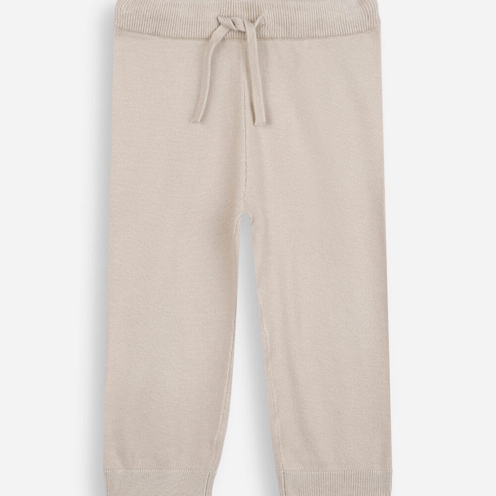 Calça jogger infantil de tricot bege Calça jogger infantil de tricot bege