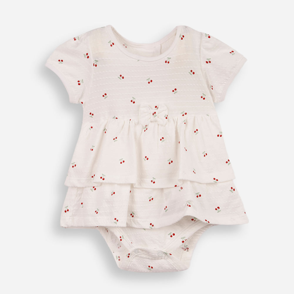 Body saia infantil camadas cereja off white Body saia infantil camadas cereja off white