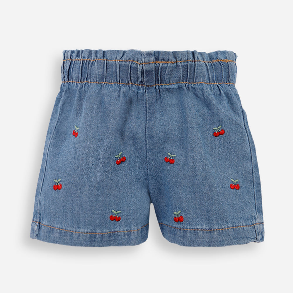 Shorts infantil jeans cereja azul Shorts infantil jeans cereja azul