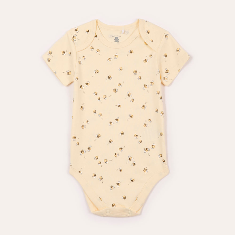 Body de algodão infantil abelhinhas amarelo Body de algodão infantil abelhinhas amarelo