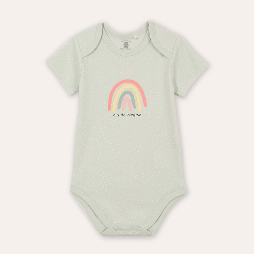 Body de algodão infantil arco íris poá verde Body de algodão infantil arco íris poá verde