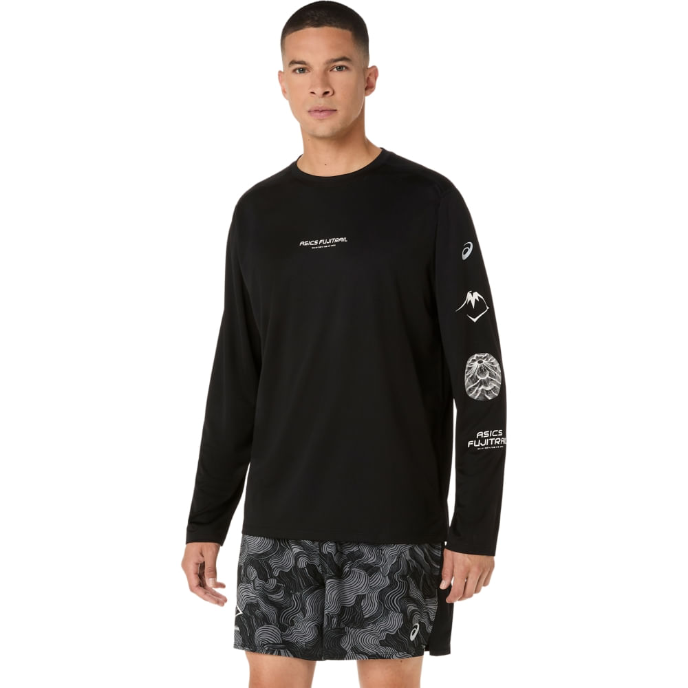 Camiseta Manga Longa Fujitrail Logo Ls Top - Preto/Cinza Camiseta Manga Longa Fujitrail Logo Ls Top - Preto/Cinza