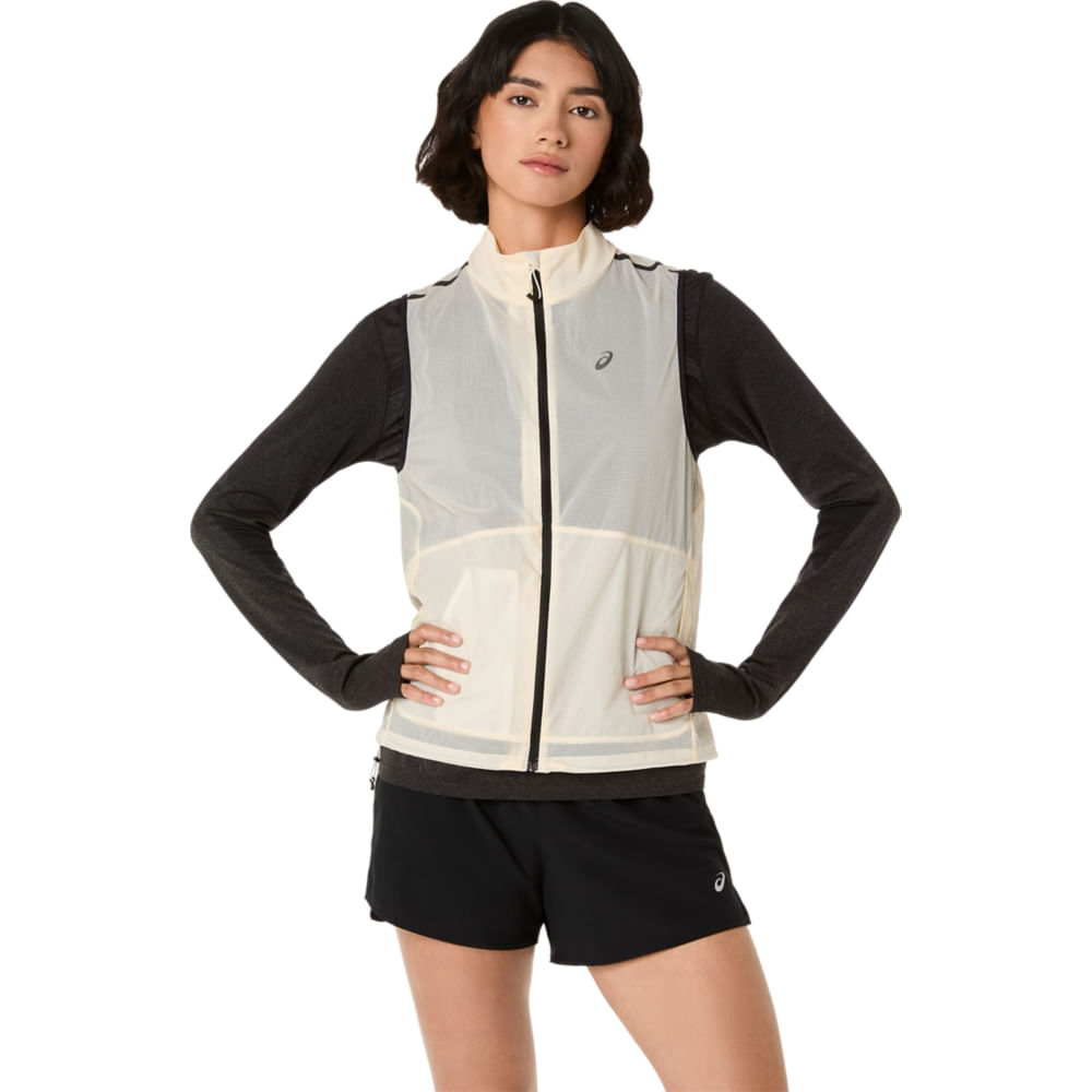 Colete ASICS Metarun Packable - Feminino - Creme Colete ASICS Metarun Packable - Feminino - Creme