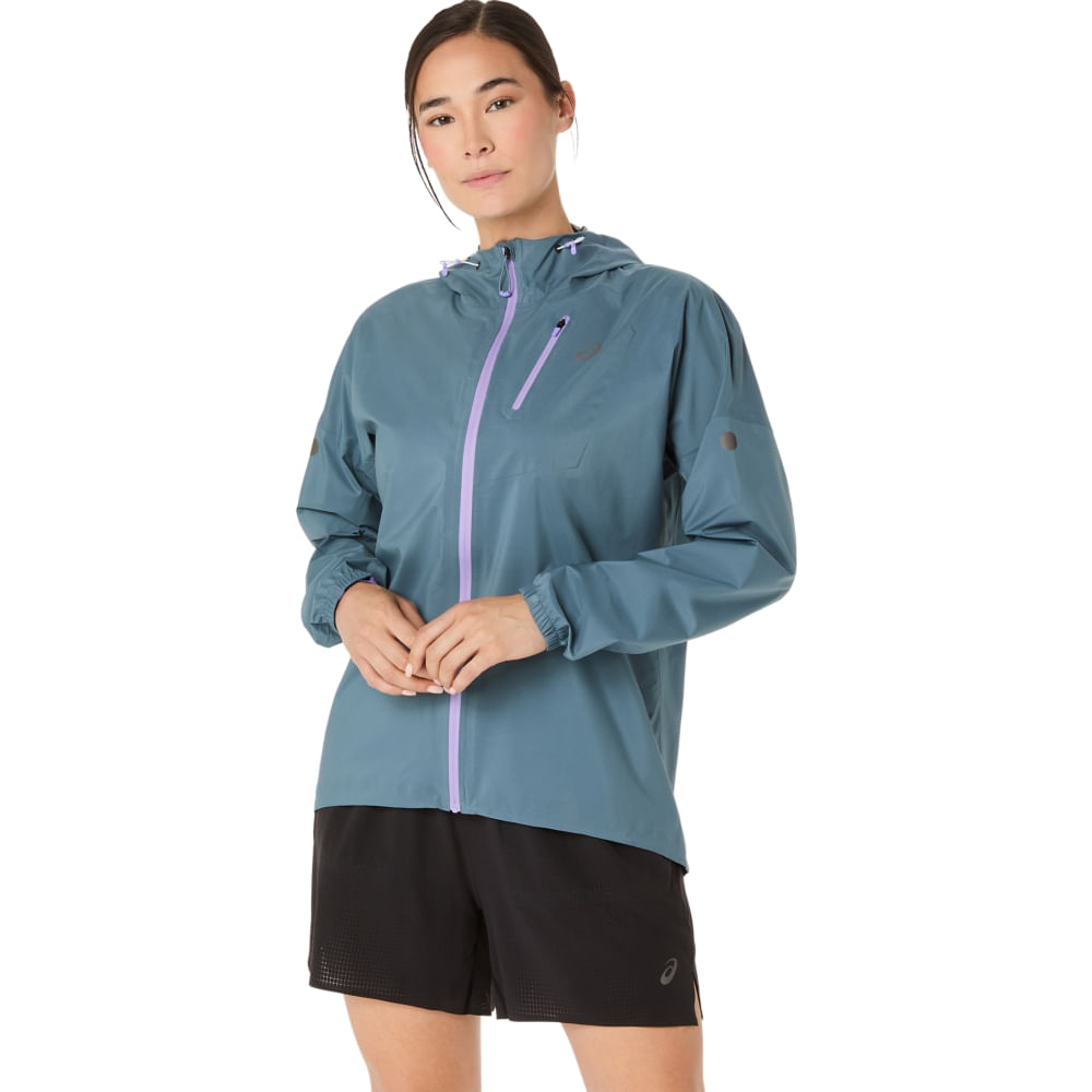 Jaqueta ASICS Impermeável Fujitrail Elite - Feminino - Cinza Jaqueta ASICS Impermeável Fujitrail Elite - Feminino - Cinza