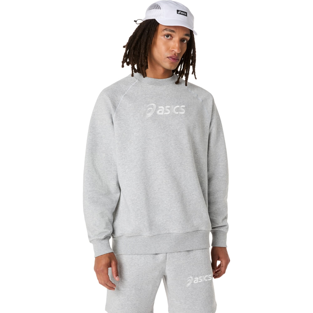Blusa ASICS Logo Fleece Crew-Neck - Cinza Blusa ASICS Logo Fleece Crew-Neck - Cinza