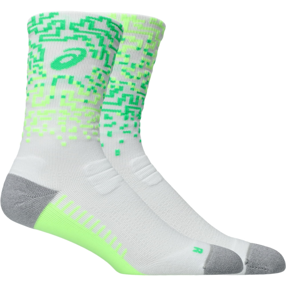Meia Performance Run Crew - Branco/Verde Meia Performance Run Crew - Branco/Verde