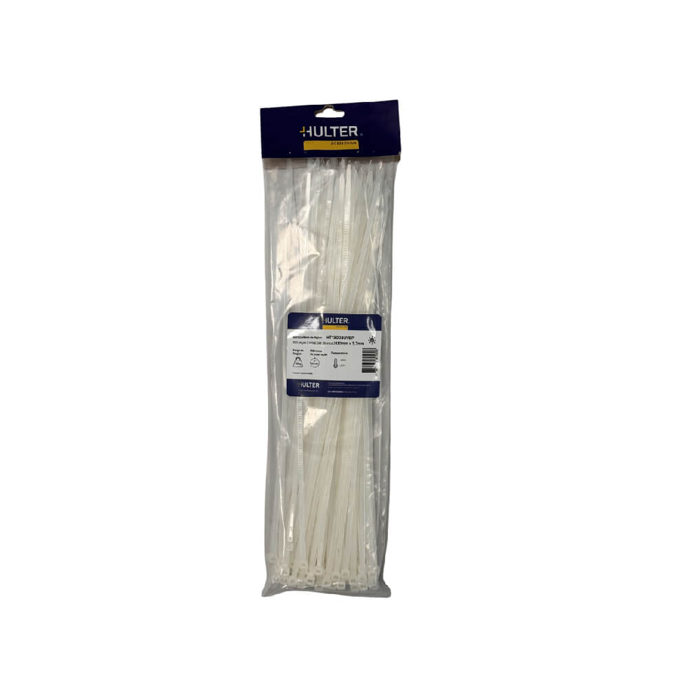 Abraçadeira Nylon 300mm X 3,7mm Branco 100 Un Hulter Abraçadeira Nylon 300mm X 3,7mm Branco 100 Un Hulter