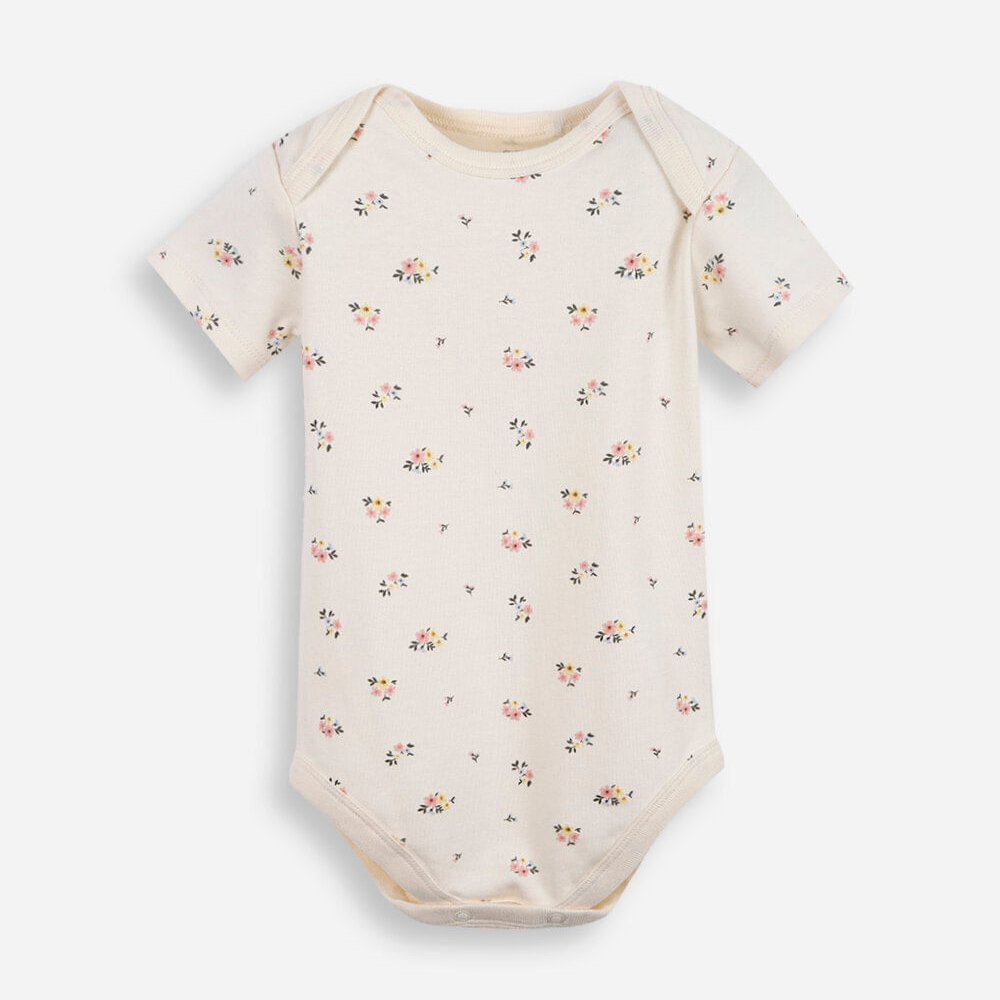 Body infantil de algodão floral bege Body infantil de algodão floral bege