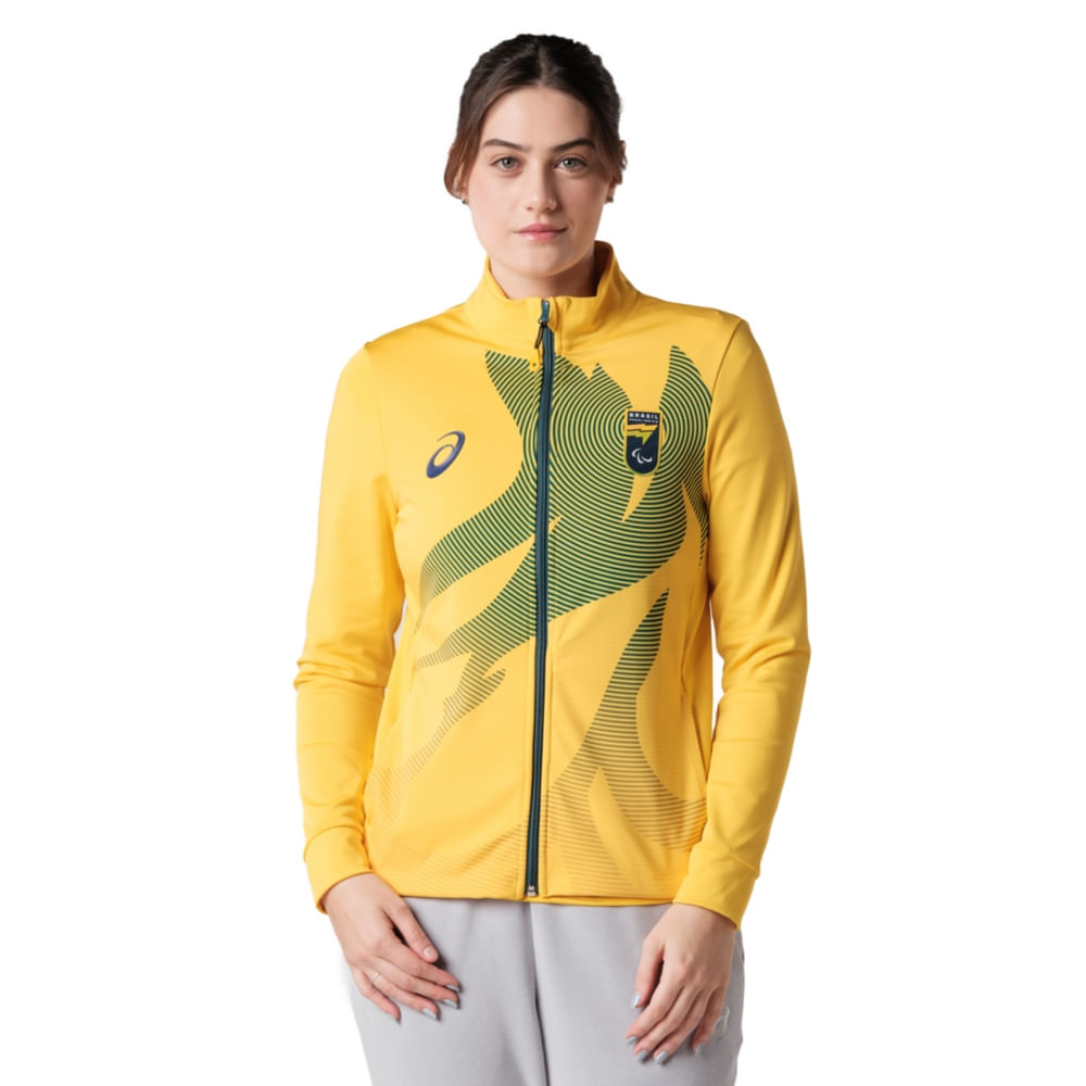 Jaqueta ASICS Pódio CPB - Feminino - Amarelo Jaqueta ASICS Pódio CPB - Feminino - Amarelo