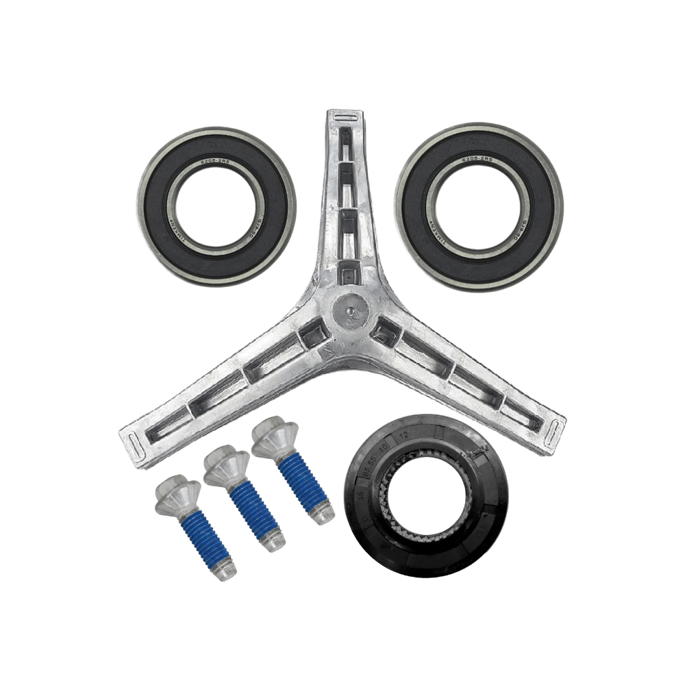 Kit Eixo Tripé + Retentor Rolamentos e Parafusos Lavadora Lava e Seca