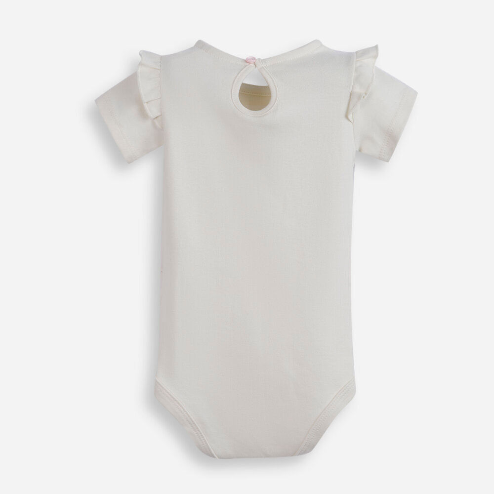 Body infantil de algodão com coração off white Body infantil de algodão com coração off white