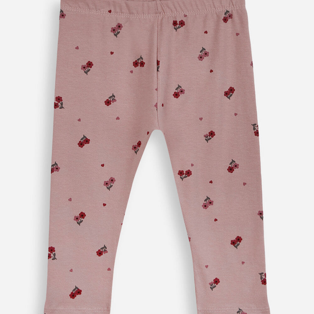 Calça legging infantil de algodão floral rosa Calça legging infantil de algodão floral rosa
