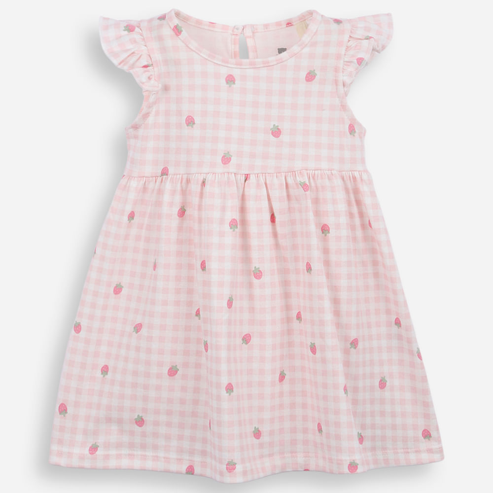 Vestido infantil de algodão xadrez rosa Vestido infantil de algodão xadrez rosa