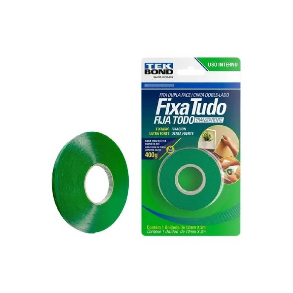 Fita Dupla Face Acrílica Tekbond 12mm 2m Fita Dupla Face Acrílica Tekbond 12mm 2m