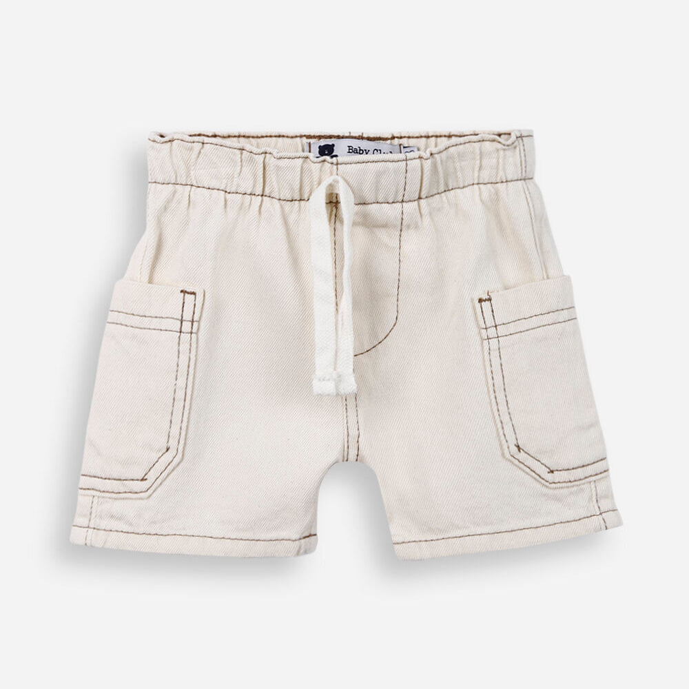 Bermuda infantil de algodão cargo off white Bermuda infantil de algodão cargo off white