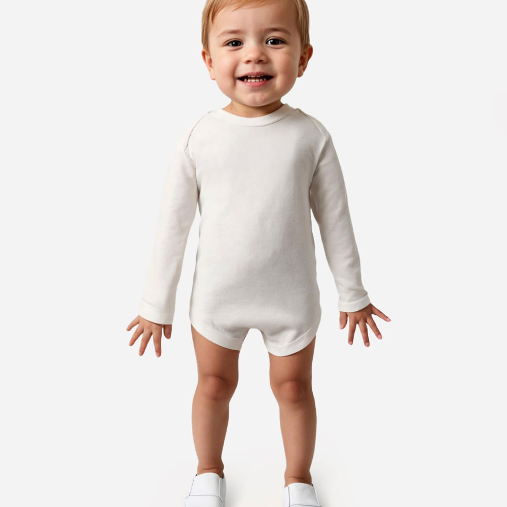 Body infantil de algodão manga longa off white Body infantil de algodão manga longa off white