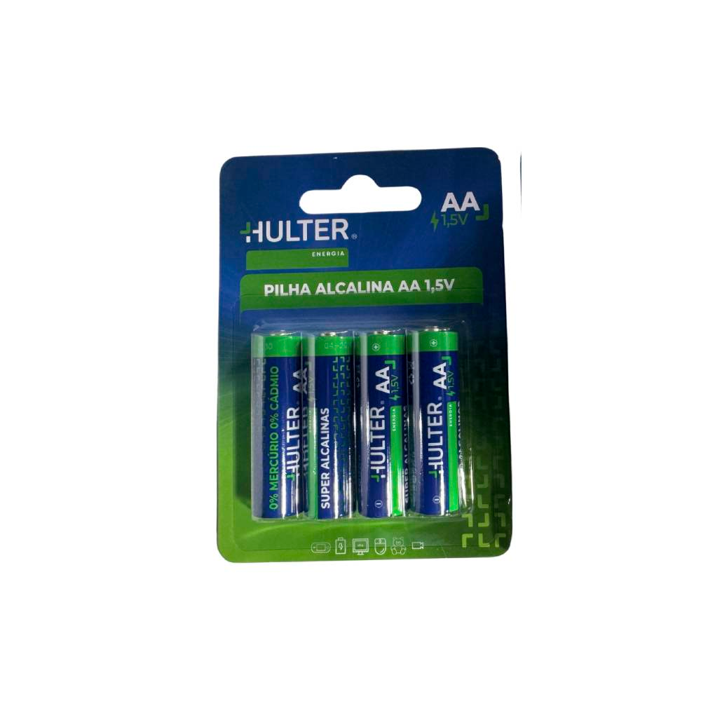Pilha Hulter Alcalina AA 1,5V Blister 4 Unidades HT1PILHA-AA4F Pilha Hulter Alcalina AA 1,5V Blister 4 Unidades HT1PILHA-AA4F