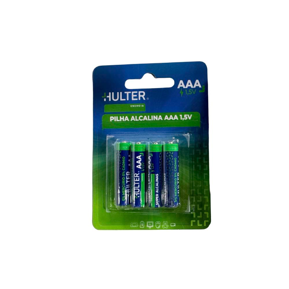Pilha Hulter Alcalina AAA 1,5V Blister 4 Unidades HT1PILHA-AAA4F Pilha Hulter Alcalina AAA 1,5V Blister 4 Unidades HT1PILHA-AAA4F