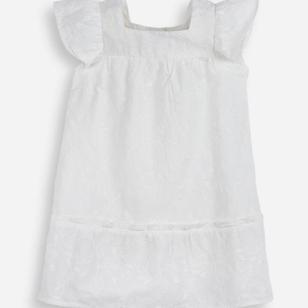 Vestido infantil de algodão com bordados e botões off white Vestido infantil de algodão com bordados e botões off white