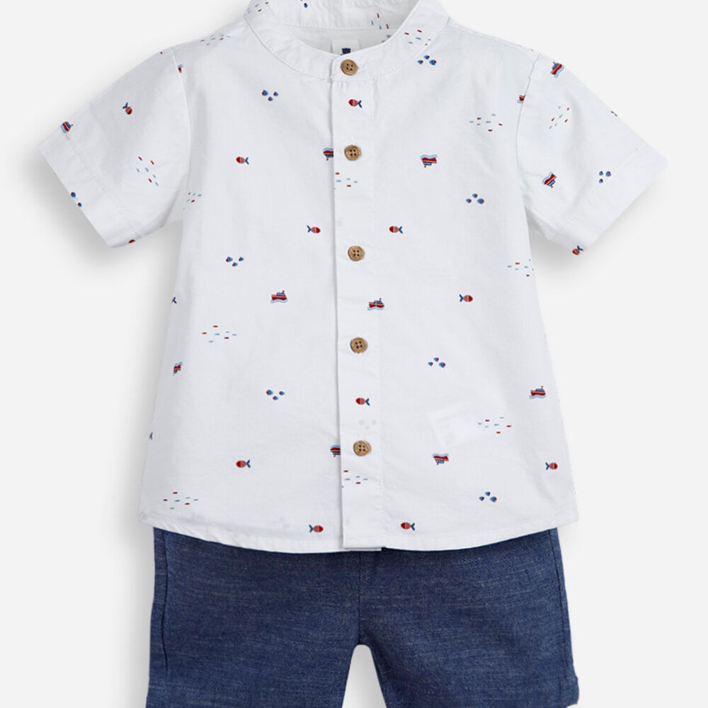 Conjunto curto infantil de algodão off white Conjunto curto infantil de algodão off white