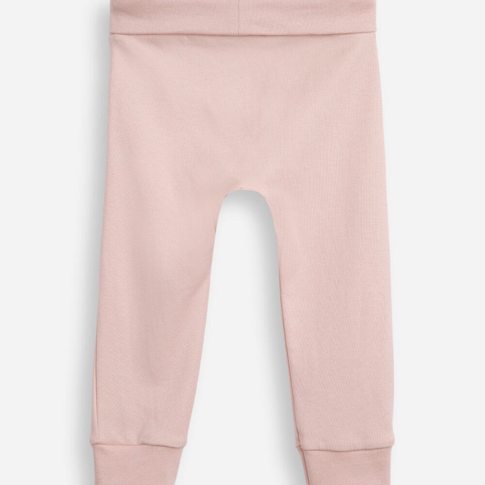 Calça saruel infantil de algodão peruano cós e barra dobrável rosa Calça saruel infantil de algodão peruano cós e barra dobrável rosa