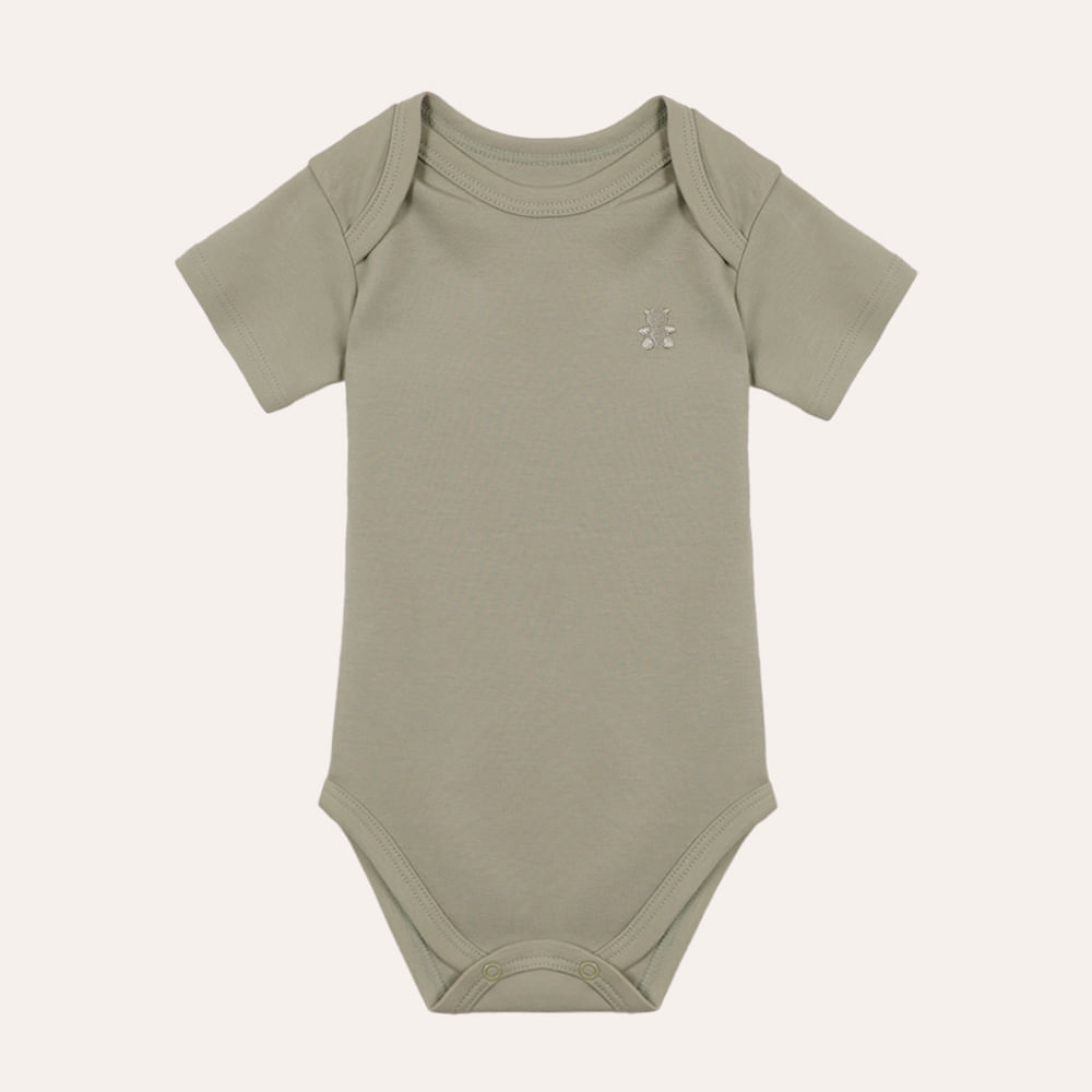 Body de algodão peruano infantil manga curta verde Body de algodão peruano infantil manga curta verde