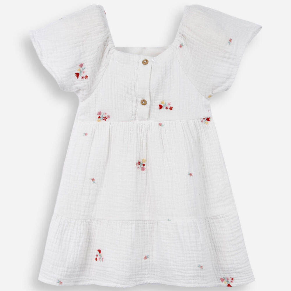 Vestido baby manga curta flores off white Vestido baby manga curta flores off white