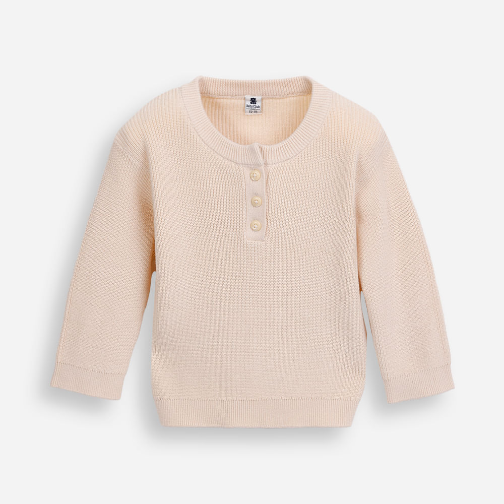 Suéter infantil de tricot em algodão bege Suéter infantil de tricot em algodão bege