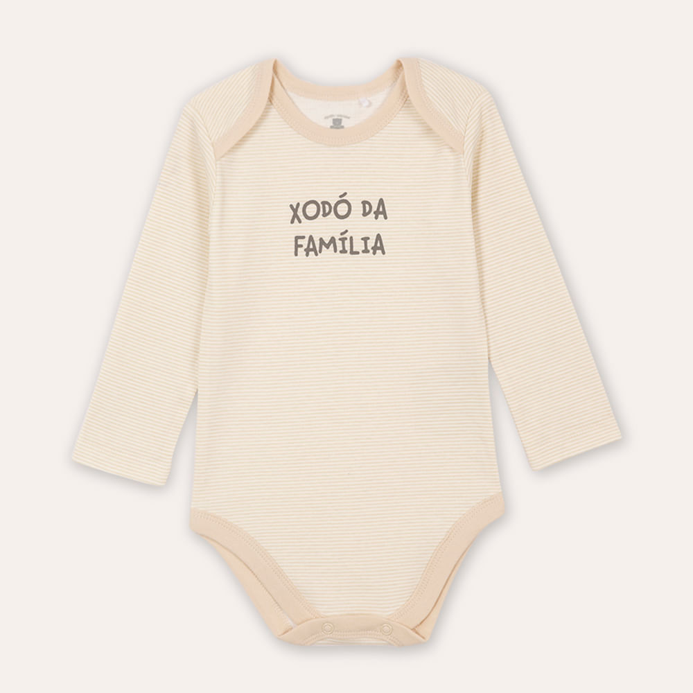 Body de algodão infantil xodó da família bege Body de algodão infantil xodó da família bege