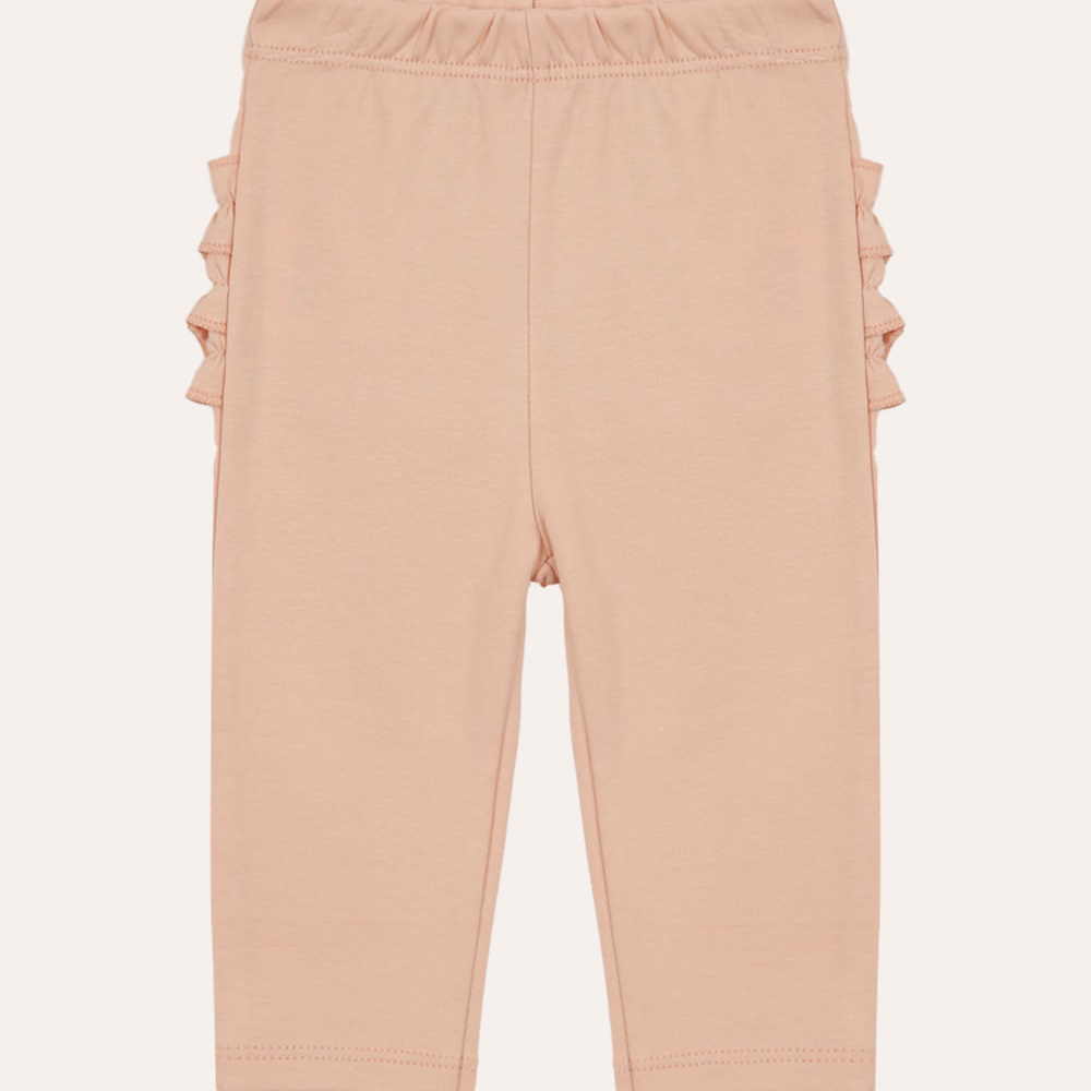 Calça infantil de algodão peruano com fru fru rosa Calça infantil de algodão peruano com fru fru rosa