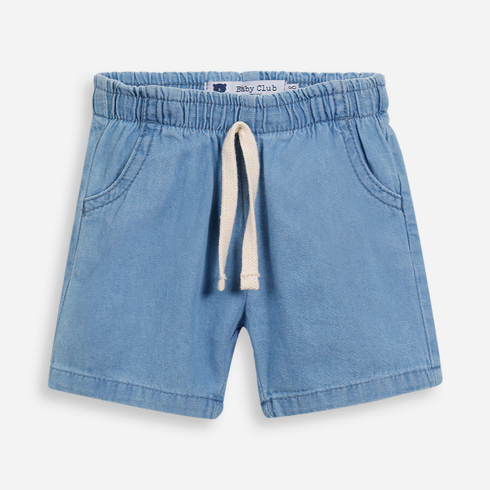 Short reto infantil jeans cós elástico azul Short reto infantil jeans cós elástico azul
