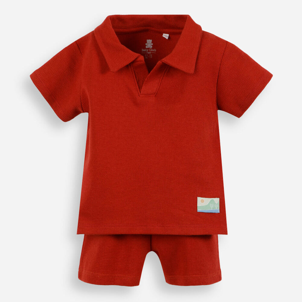 Conjunto infantil polo de algodão - vermelho Conjunto infantil polo de algodão - vermelho