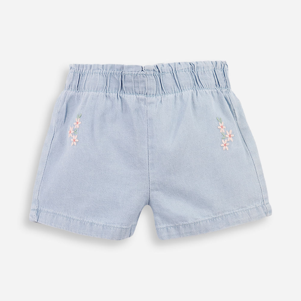 Shorts infantil jeans flor azul Shorts infantil jeans flor azul