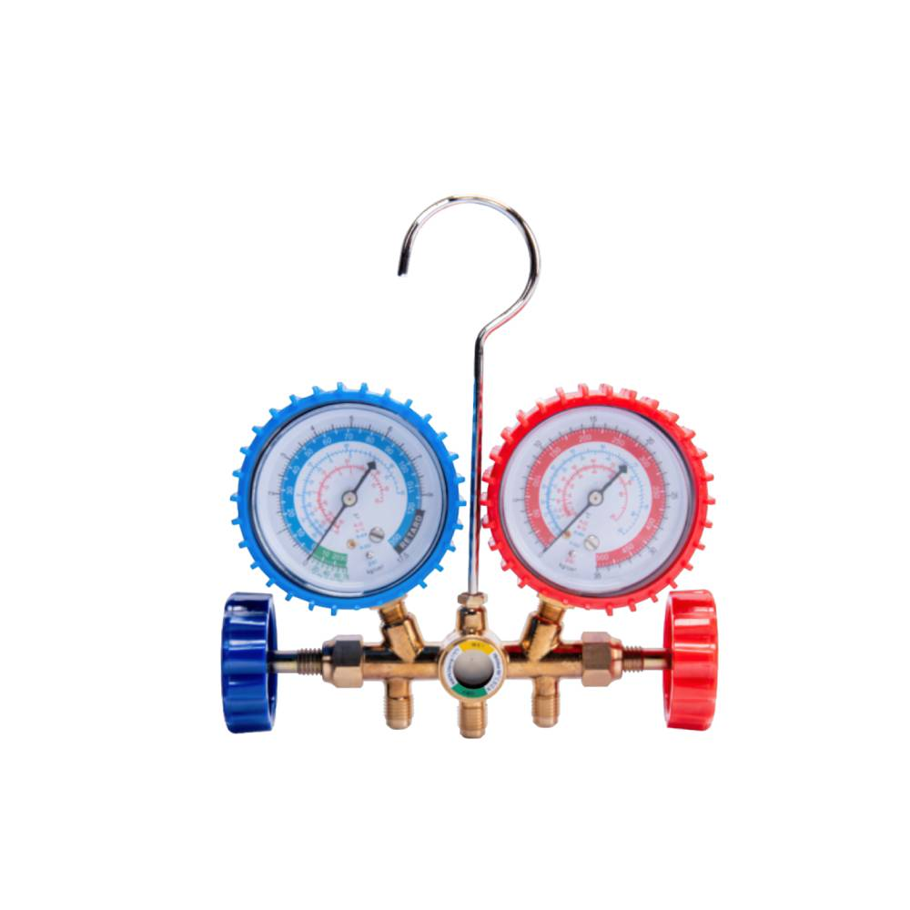 Manifold com Visor 1/4 pol para R134/R22/R410/R404 Dugold DG1MANBLISF Manifold com Visor 1/4 pol para R134/R22/R410/R404 Dugold DG1MANBLISF