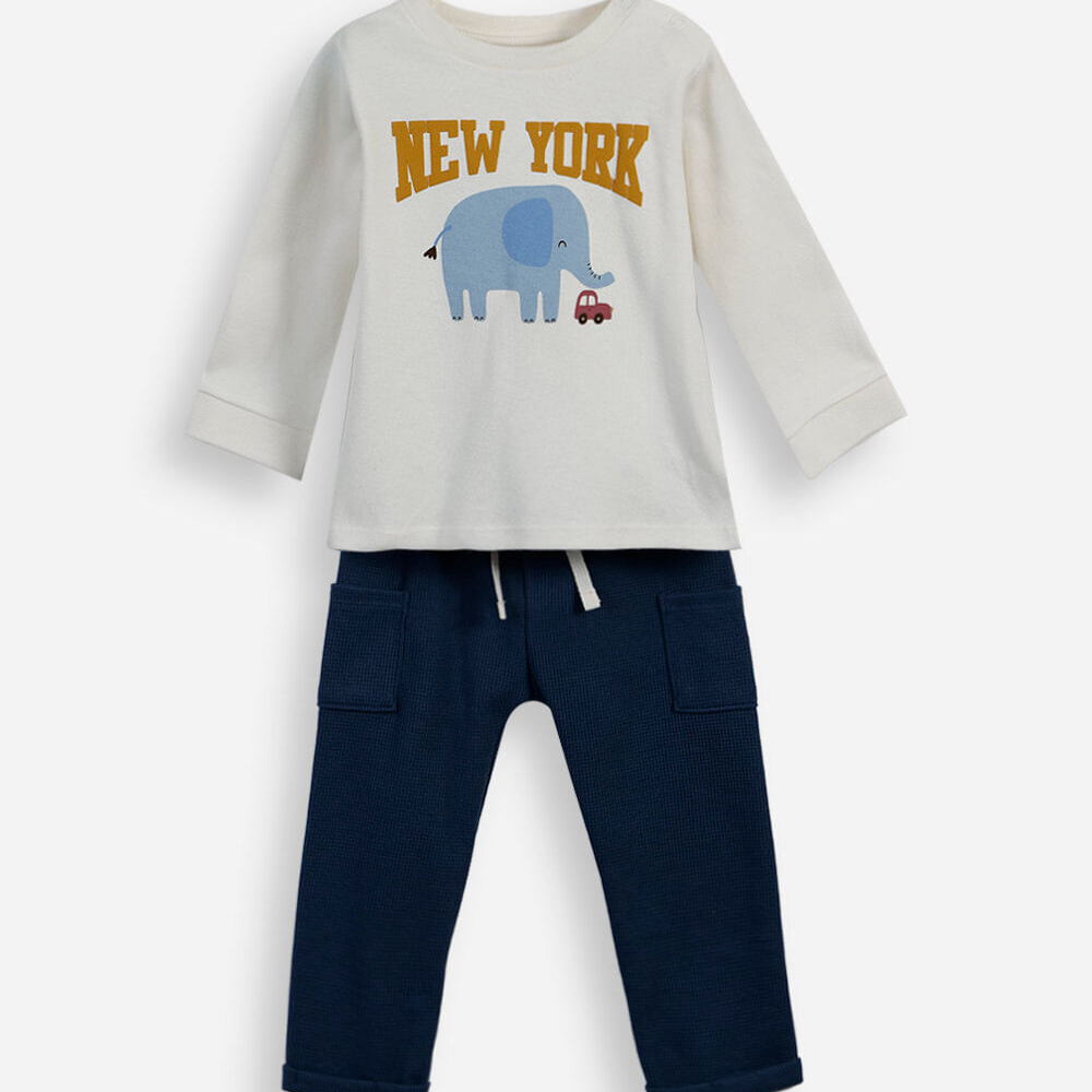 Conjunto infantil manga longa elefante azul Conjunto infantil manga longa elefante azul