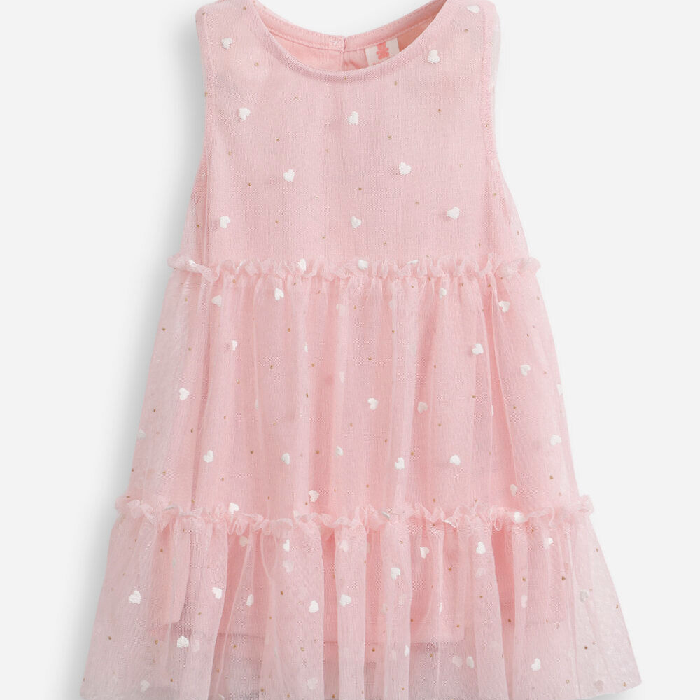 Vestido de tule infantil corações com brilho rosa Vestido de tule infantil corações com brilho rosa