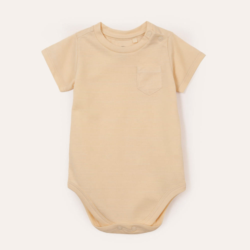 Body de algodão infantil texturizado bege Body de algodão infantil texturizado bege